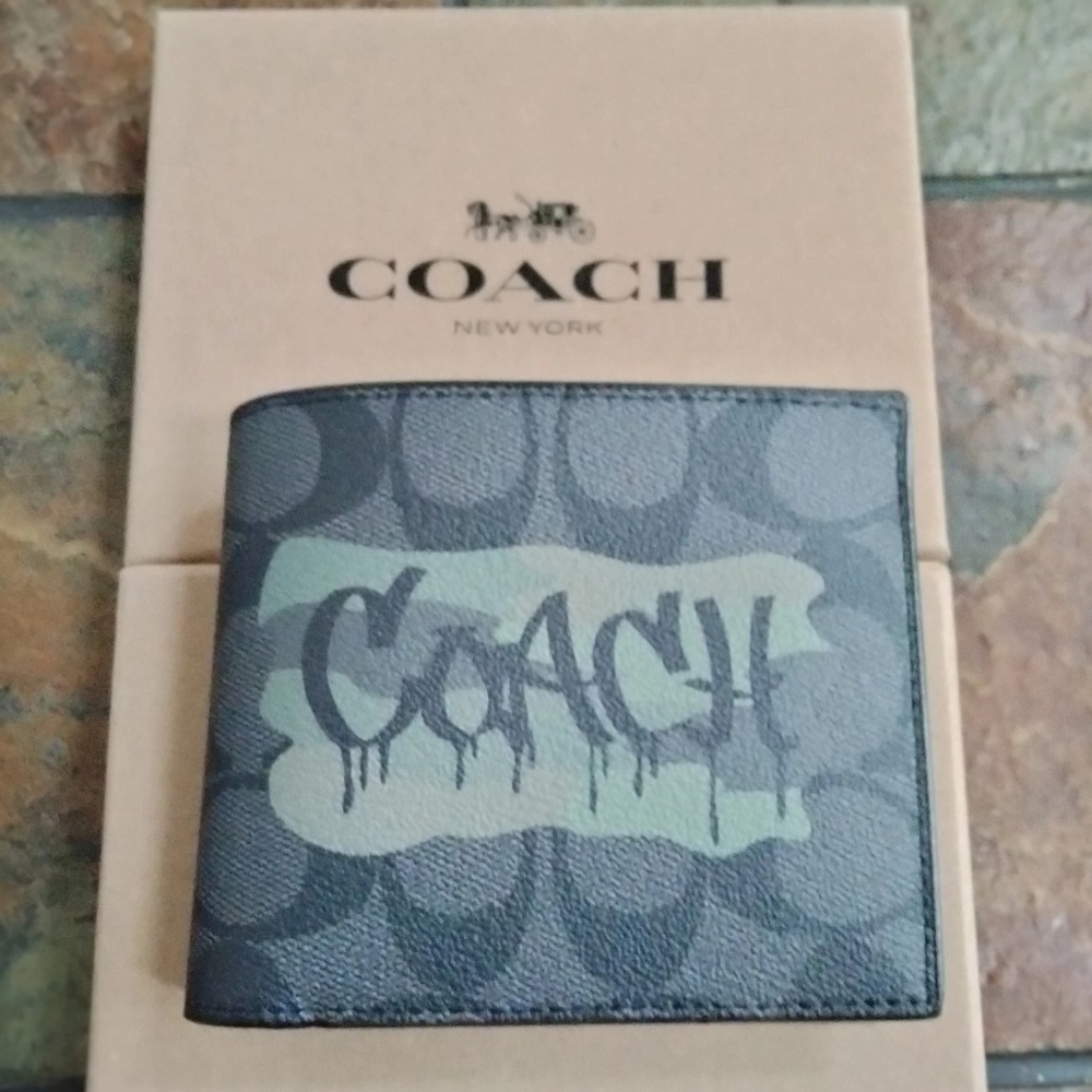 Coach Men's Black Camouflage Graffiti Wallet